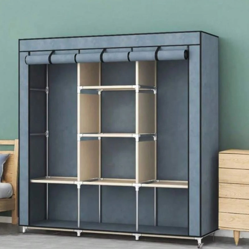 Guarda-Roupa Dobrável 3 Portas com Cabideiro e Sapateira – Portátil, Multiuso e Impermeável!