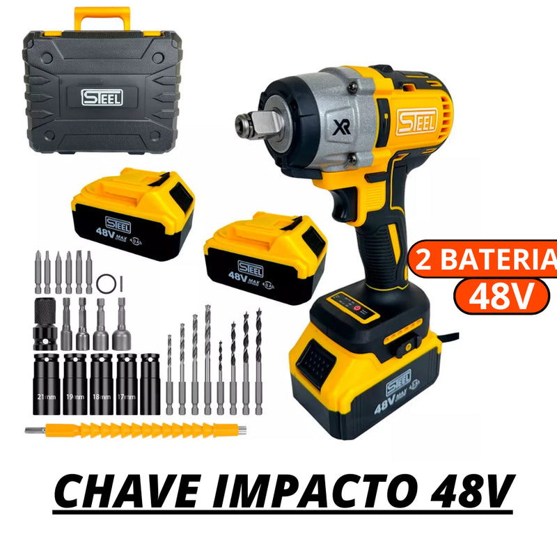 Parafusadeira Furadeira 48V 2 BATERIAS Muito Forte Com Maleta Completa RESISTENTE