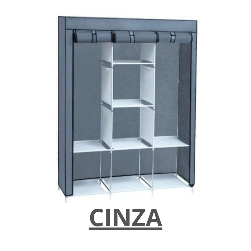 Guarda-Roupa Dobrável 3 Portas com Cabideiro e Sapateira – Portátil, Multiuso e Impermeável!