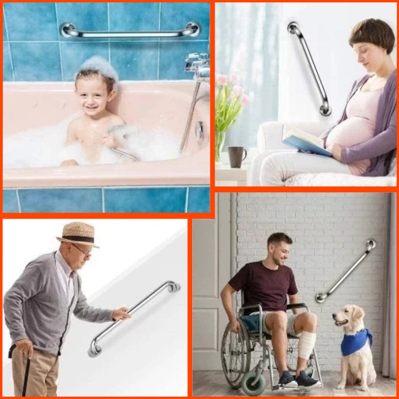 Barras de Apoio para Banheiro 80cm Inox – Segurança para Idosos, Vaso Sanitário e Corredores - Kit 2 ou 4