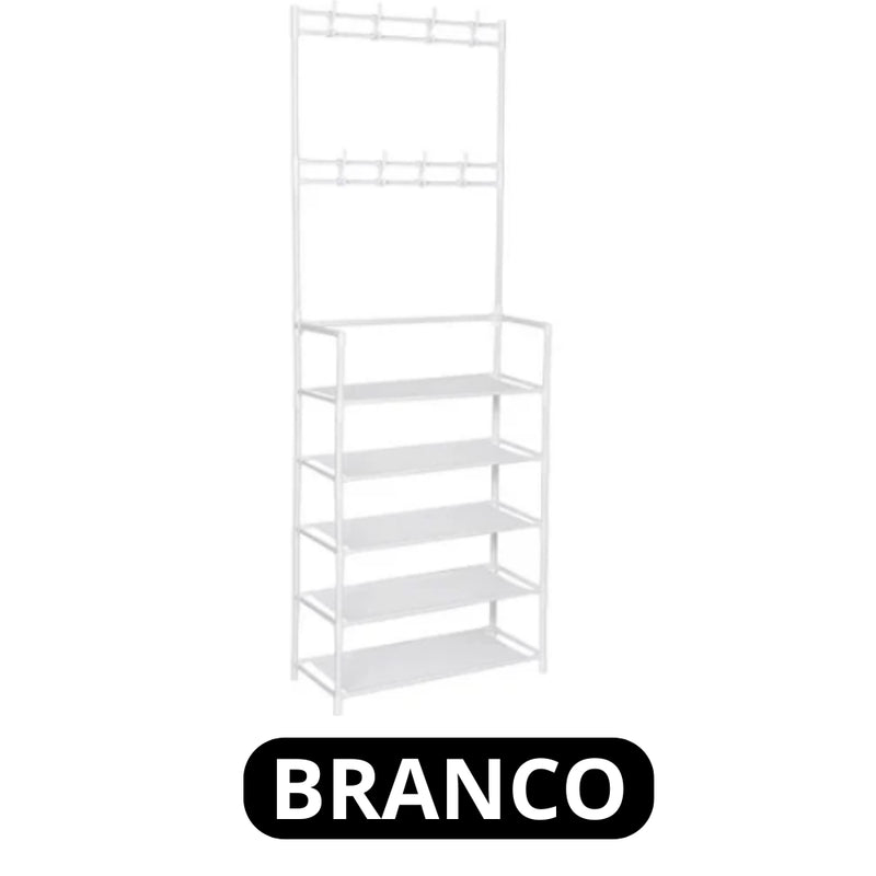 Sapateira com Cabideiro 4 Andares – Organize 12 Pares + Roupas e Acessórios em um Só Lugar!