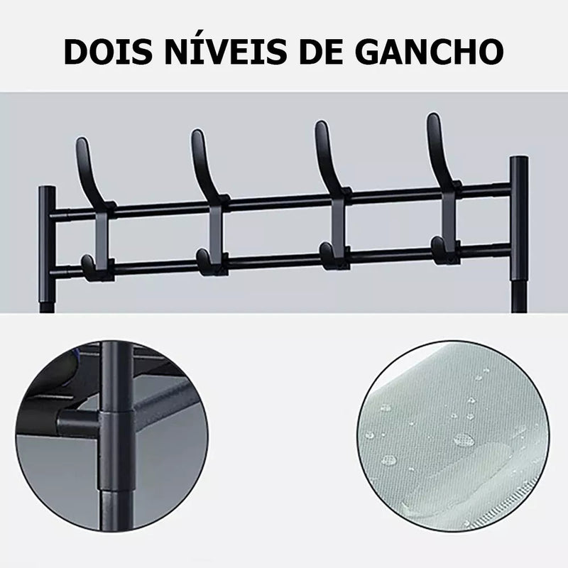 Sapateira com Cabideiro 4 Andares – Organize 12 Pares + Roupas e Acessórios em um Só Lugar!