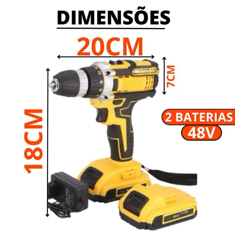 Parafusadeira Furadeira 48V 2 BATERIAS Muito Forte Com Maleta Completa RESISTENTE