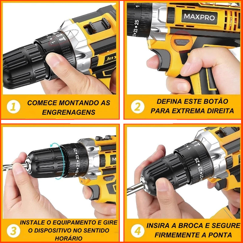 Parafusadeira Furadeira 48V 2 BATERIAS Muito Forte Com Maleta Completa RESISTENTE