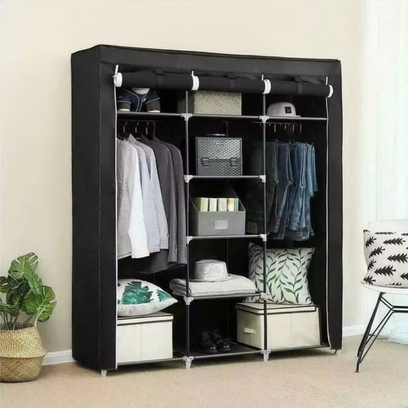 Guarda-Roupa Dobrável 3 Portas com Cabideiro e Sapateira – Portátil, Multiuso e Impermeável!
