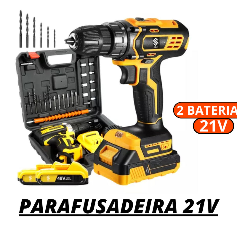Parafusadeira Furadeira 48V 2 BATERIAS Muito Forte Com Maleta Completa RESISTENTE