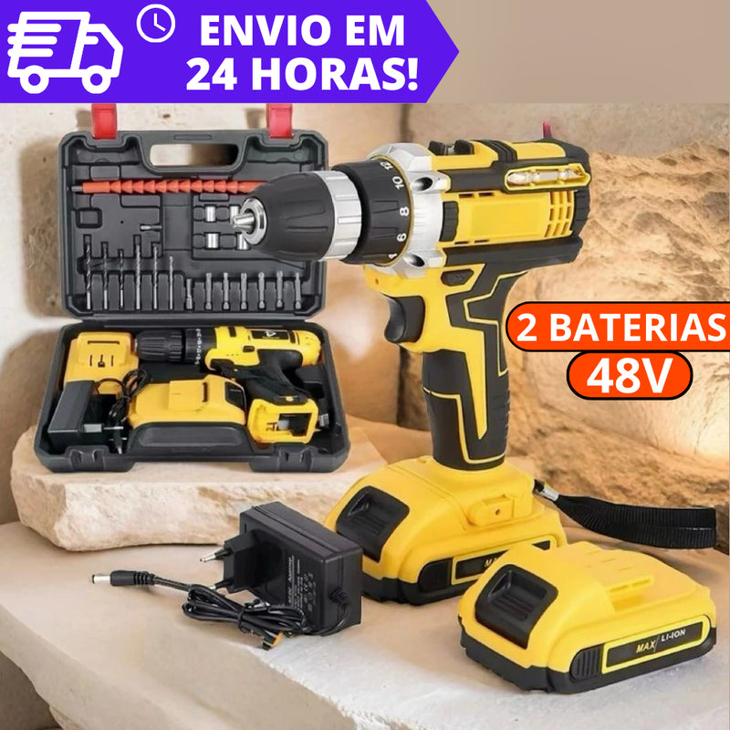 Parafusadeira Furadeira 48V 2 BATERIAS Muito Forte Com Maleta Completa RESISTENTE