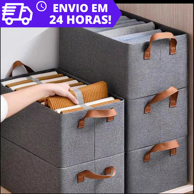 Caixa Organizadora Dobrável 25L com Alças – Kit com 2, 4, 6, 8 ou 10 Unidades para Organizar com Estilo e Economia de Espaço!