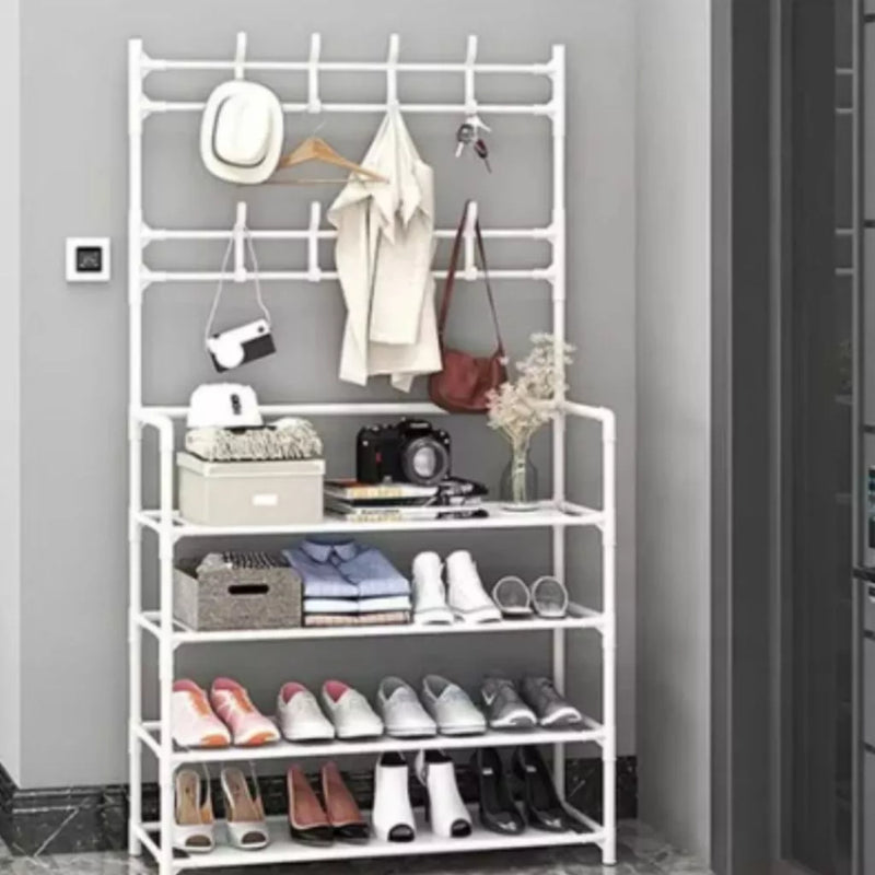 Sapateira com Cabideiro 4 Andares – Organize 12 Pares + Roupas e Acessórios em um Só Lugar!