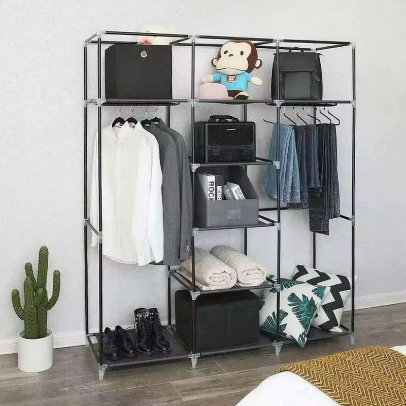 Guarda-Roupa Dobrável 3 Portas com Cabideiro e Sapateira – Portátil, Multiuso e Impermeável!