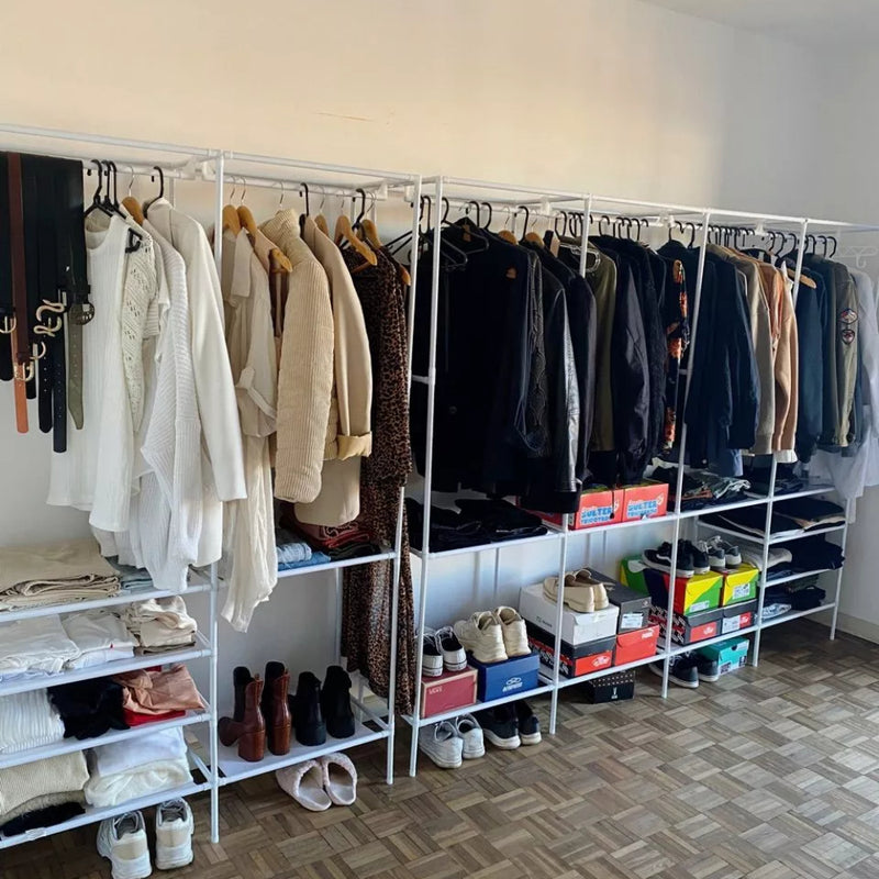 Arara Cabideiro com Sapateira e 10 Prateleiras – 4 Colunas, Super Resistente e Espaçosa para Closet e Quarto!